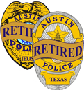 retired Austin Police Officer badge